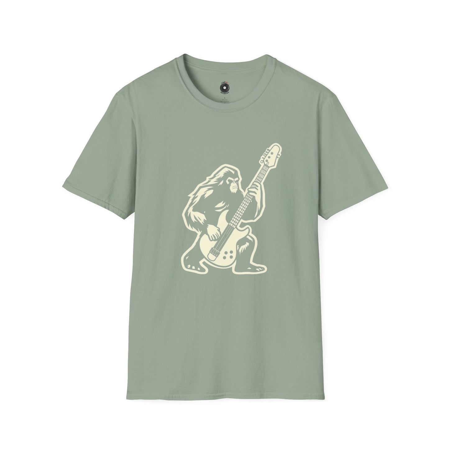 Bass-Squatch Silhouette in a Cream-Colored Graphic Tee.