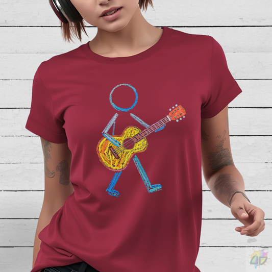 Acoustic Guitar Player in Crayon Graphic Tee.