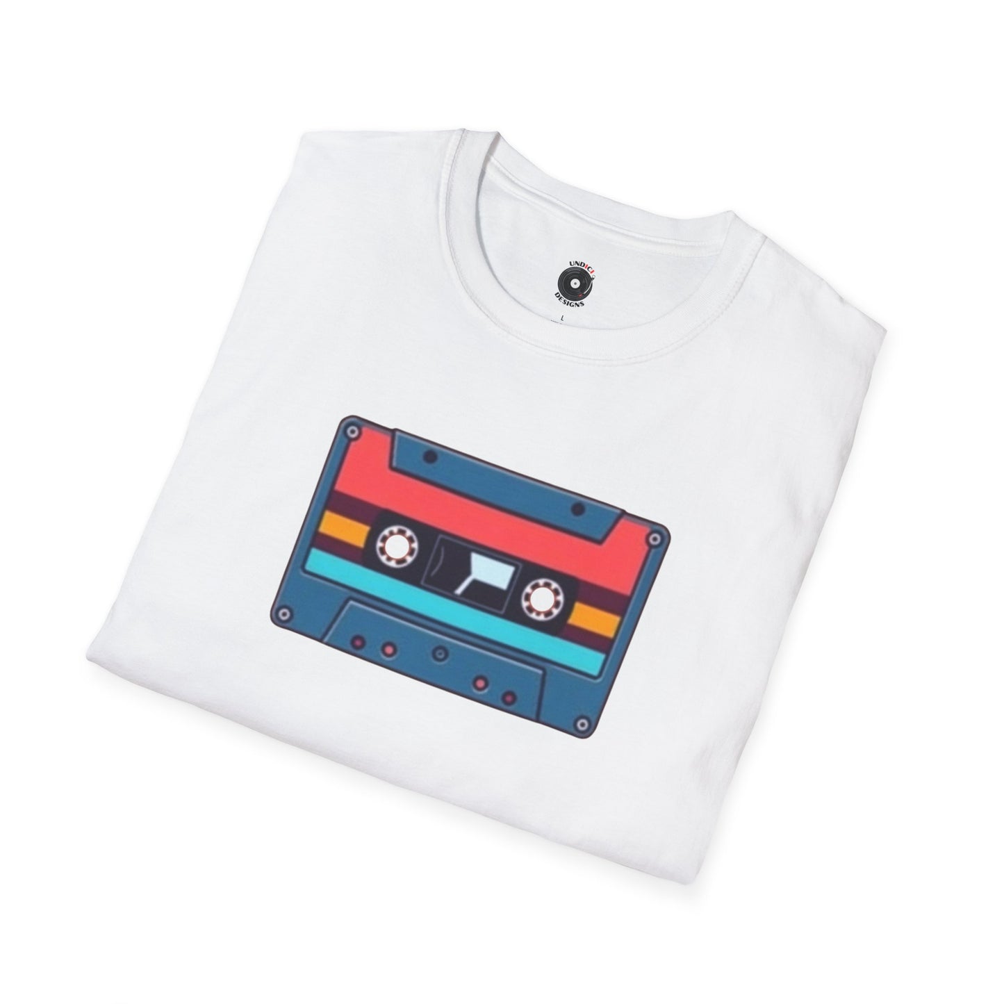 Retro red and blue cassette tape graphic.