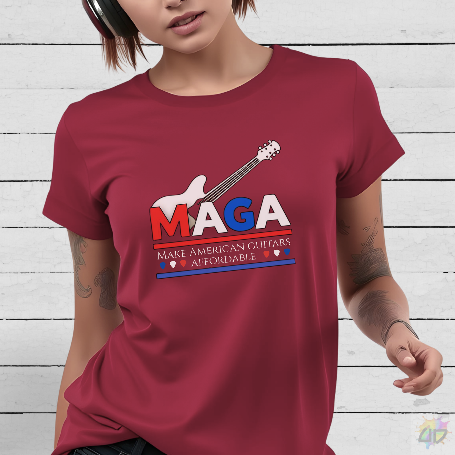 "Make American Guitars Affordable" with Guitar Graphic Tee.