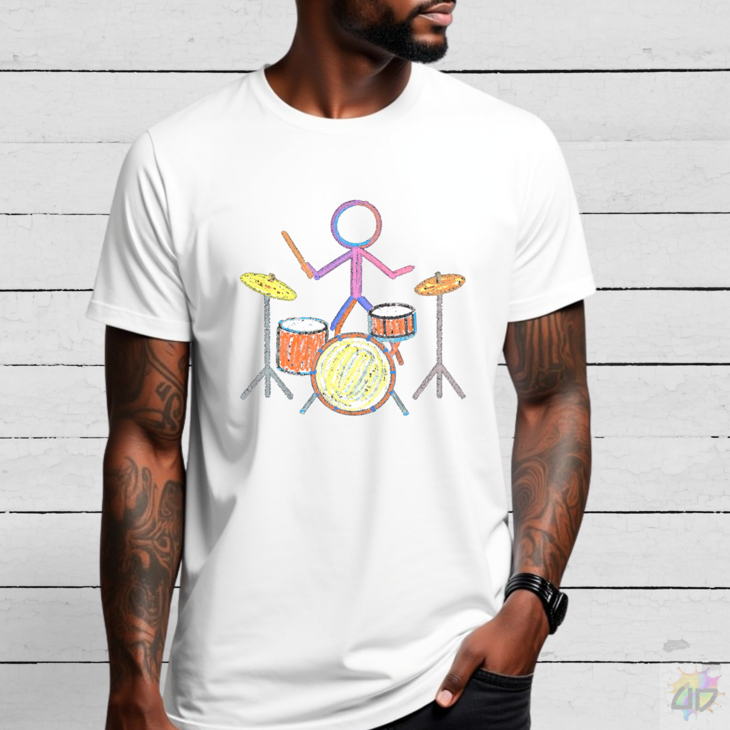 Drummer in Crayon Graphic Tee.
