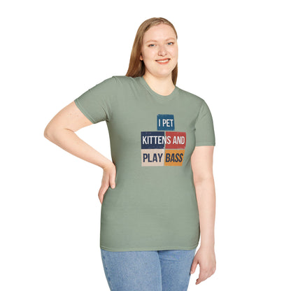 "I pet kittens and play bass" in colorful highlights