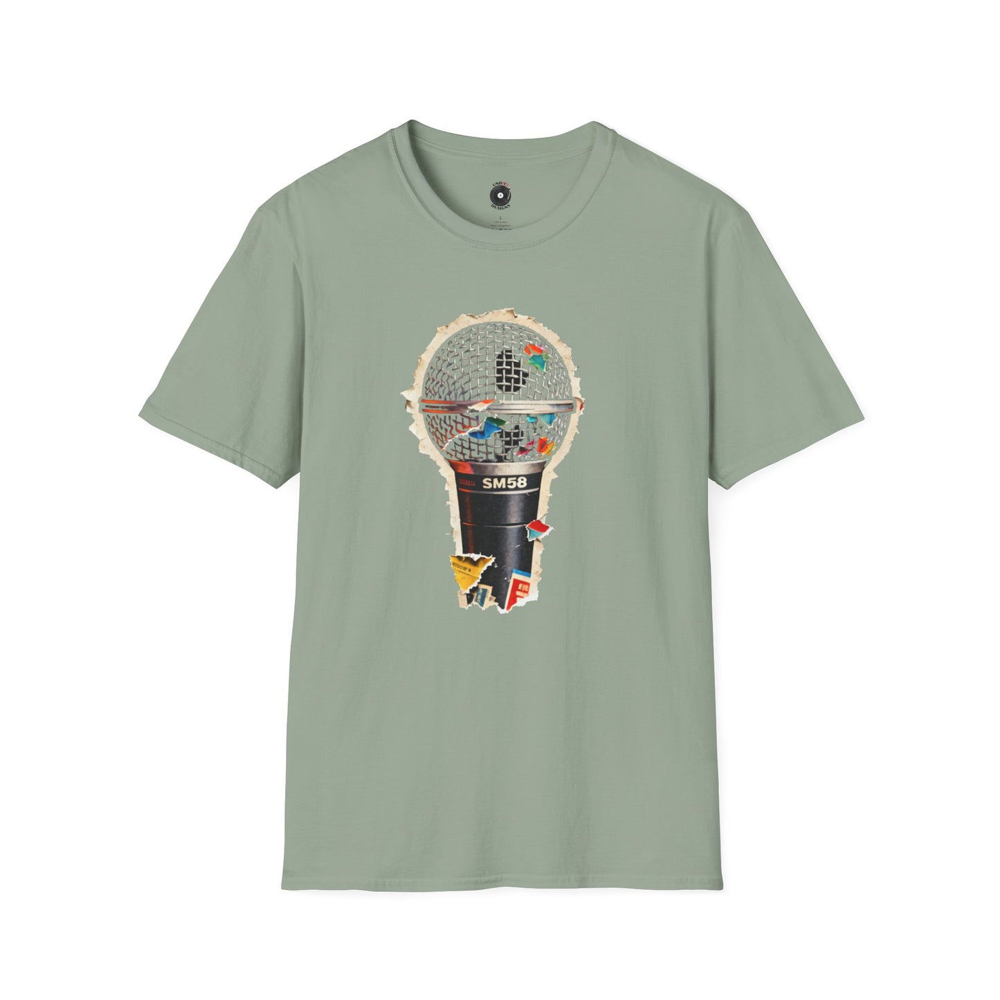 Colorful Microphone cut out Graphic Tee.