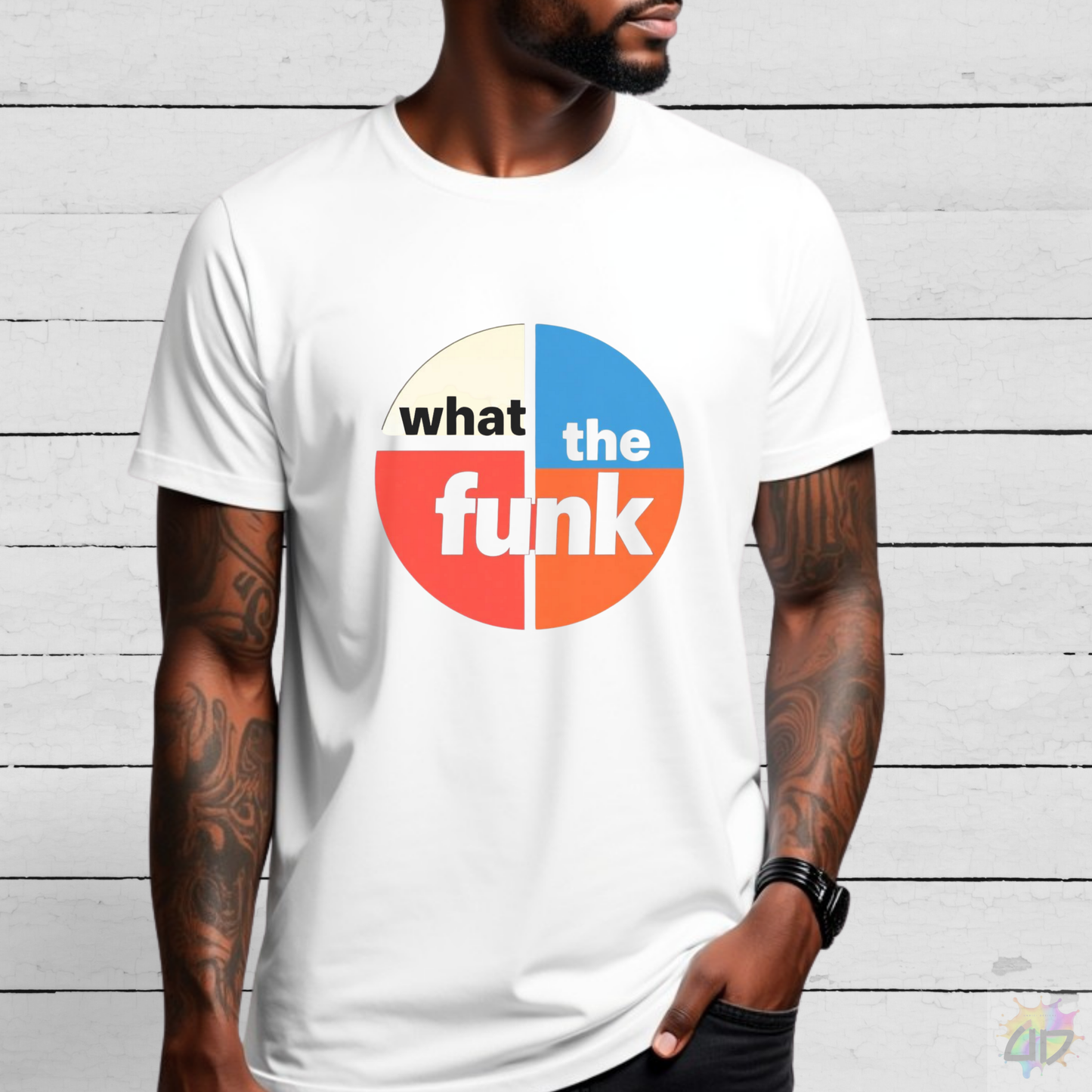 "What The Funk" in a Retro Graphic Tee.