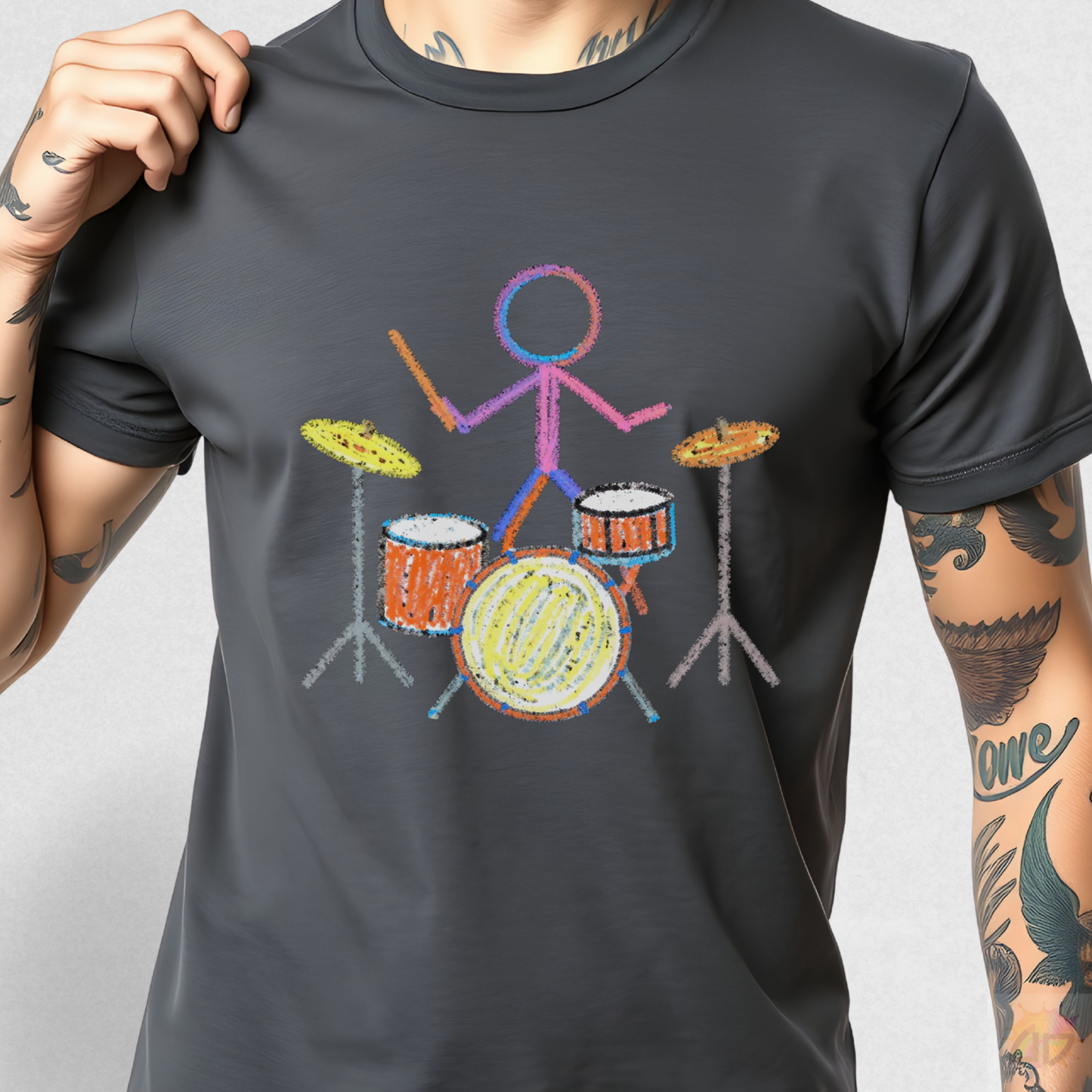 Drummer in Crayon Graphic Tee.