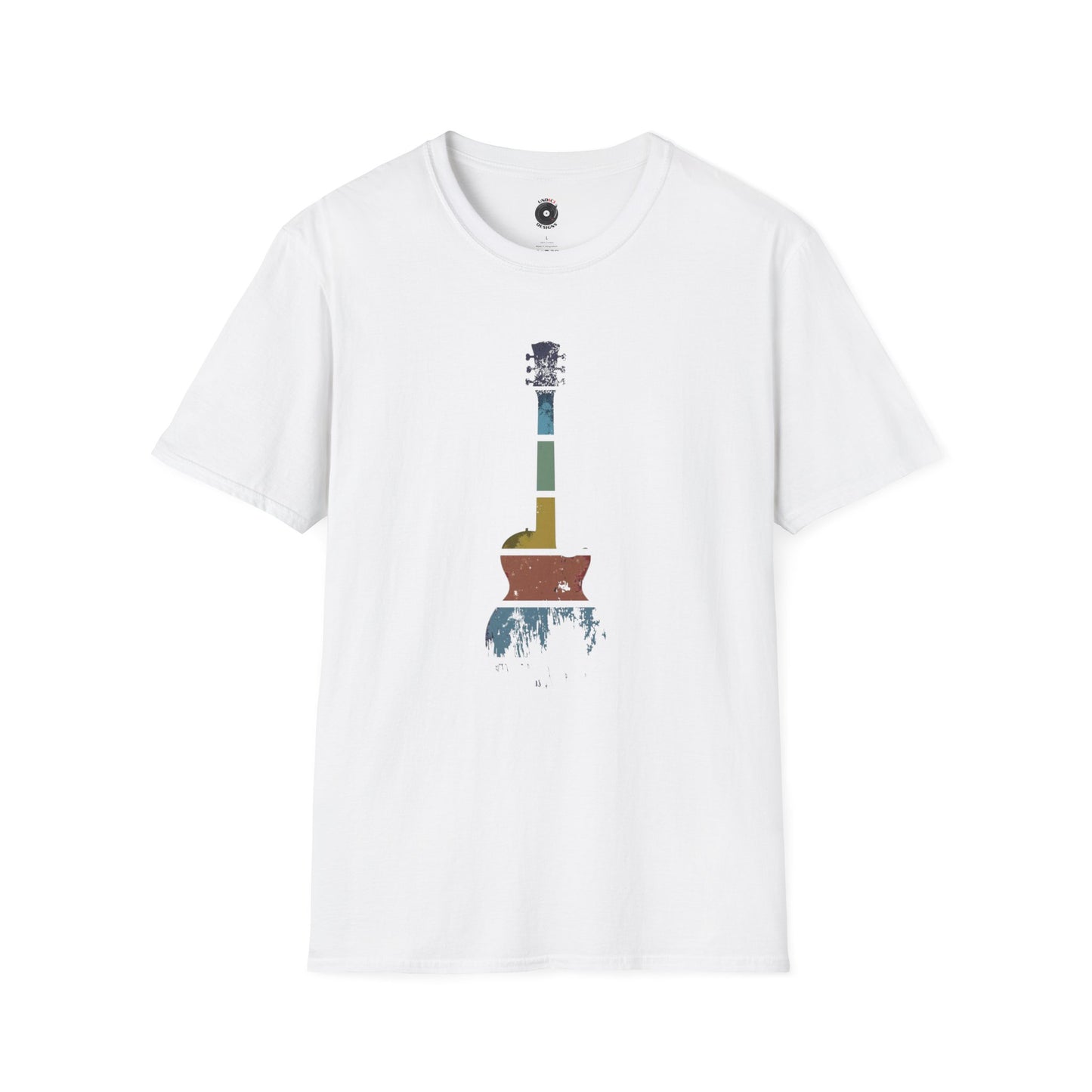 Retro sunset grunge style strat silhouette graphic