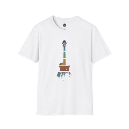 Retro sunset grunge style strat silhouette graphic