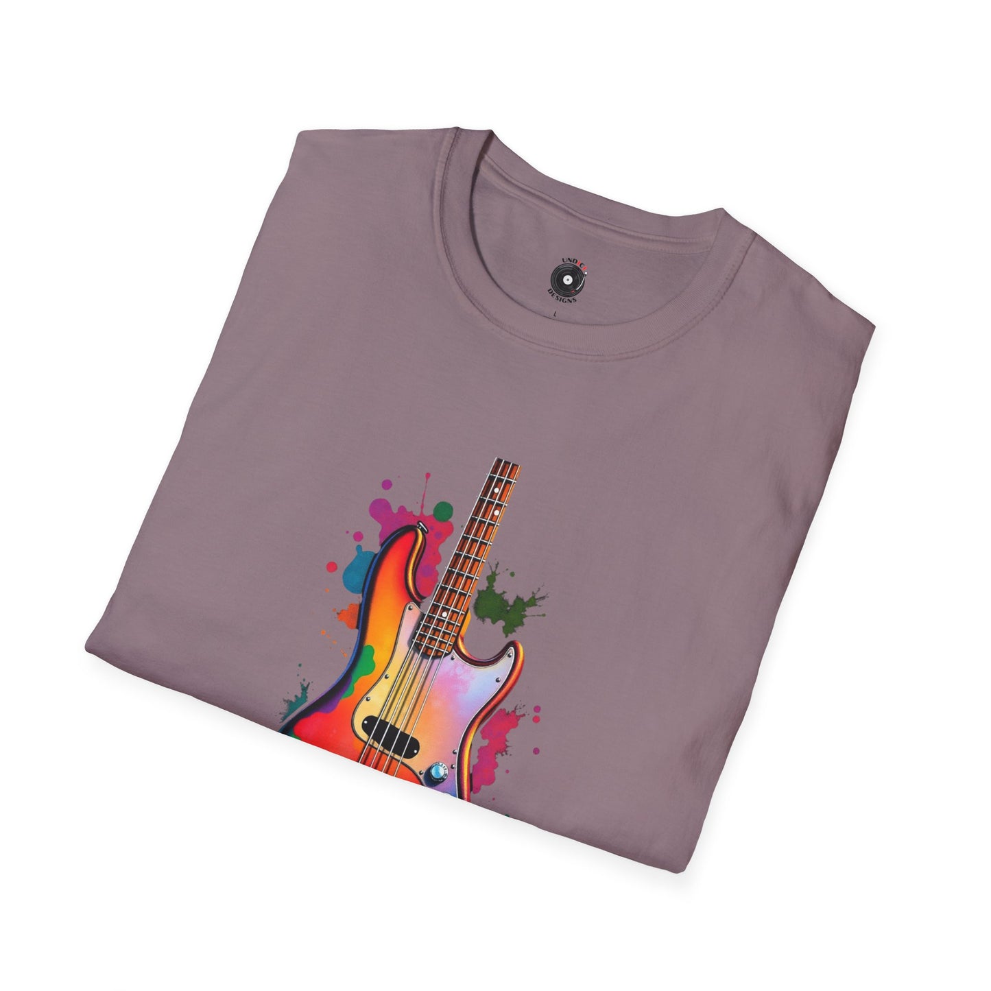 Colorful Jazz Bass Body on a colorful splash graphic.