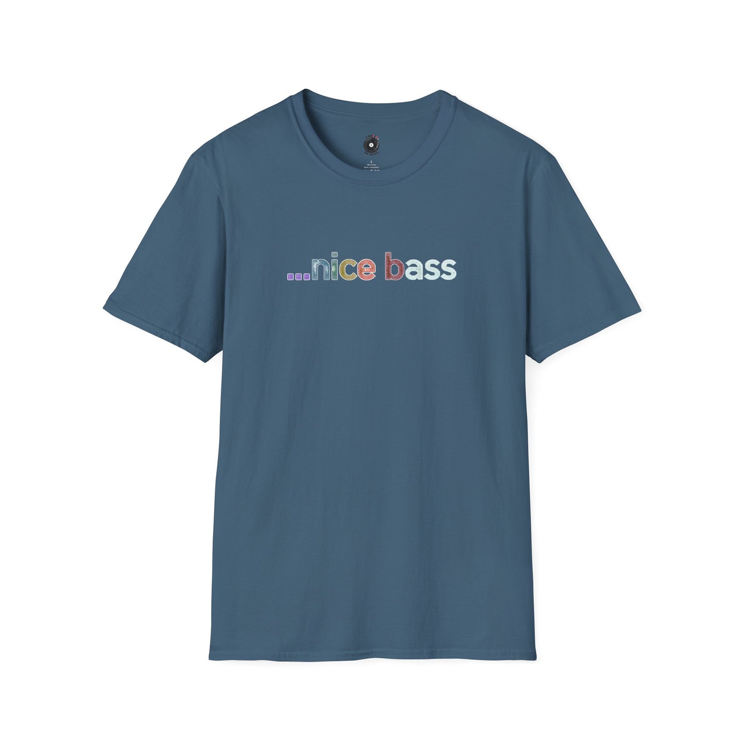"...Nice Bass" in Colorful Pixelated Graphic Tee.