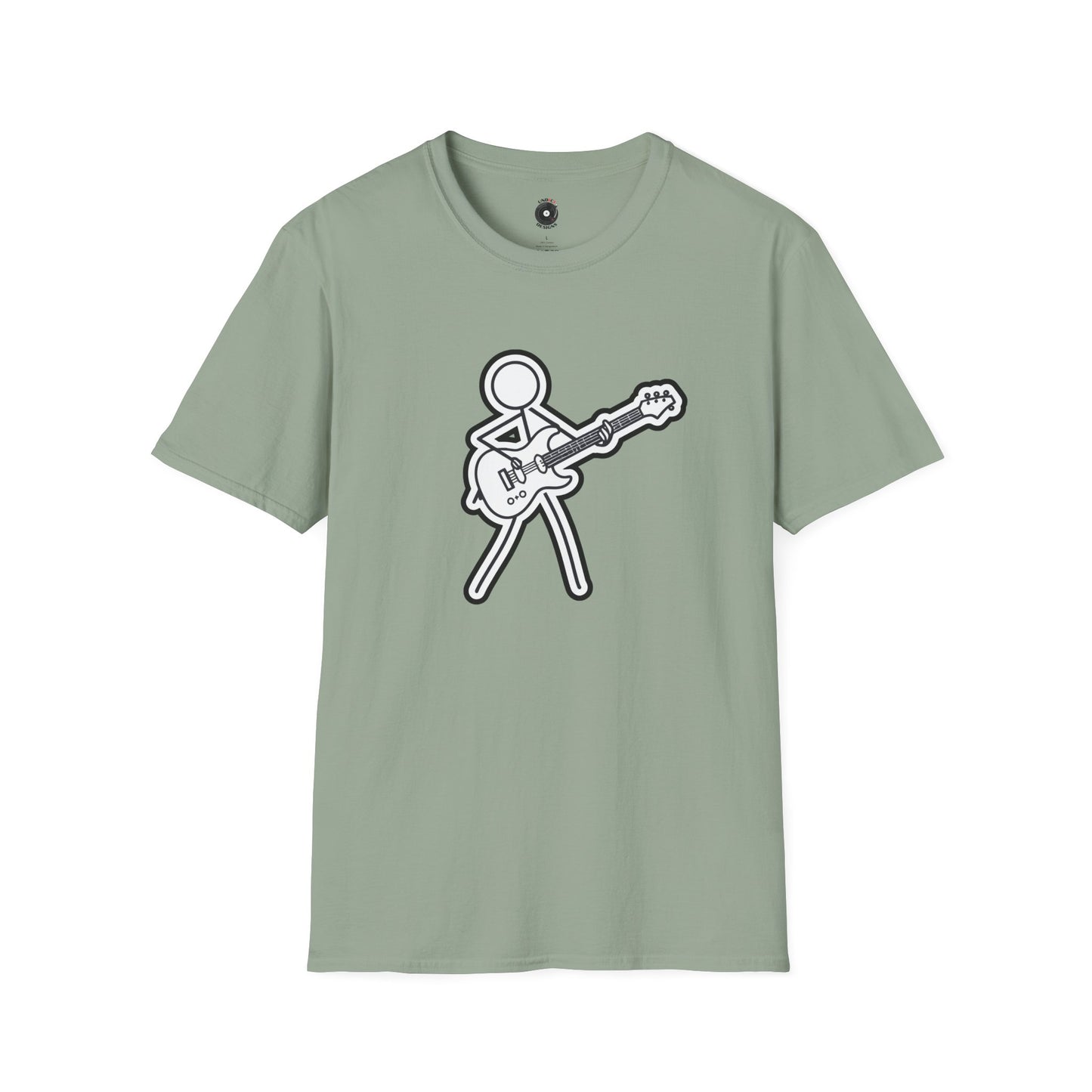 Stick figure playing guitar