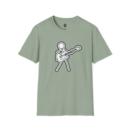 Stick figure playing guitar