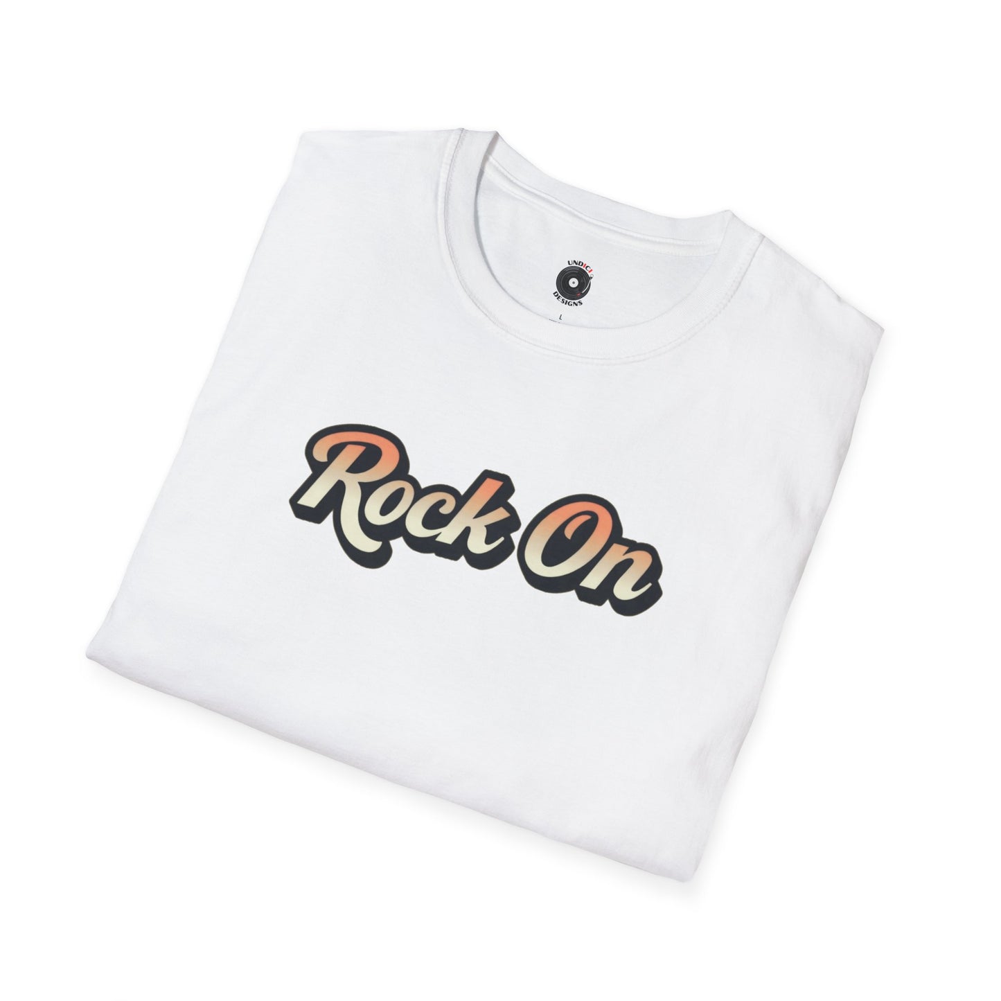 "Rock On" in vintage type.