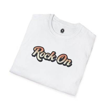"Rock On" in vintage type.