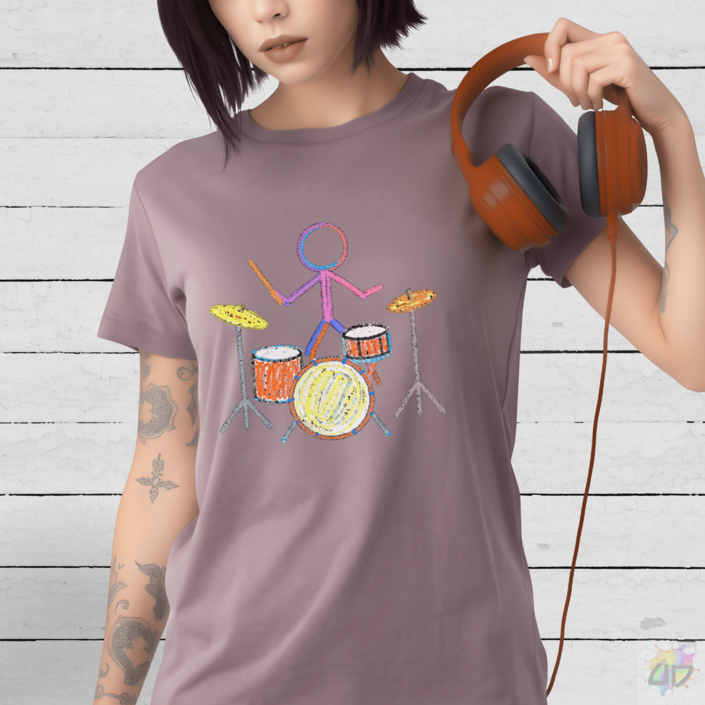 Drummer in Crayon Graphic Tee.
