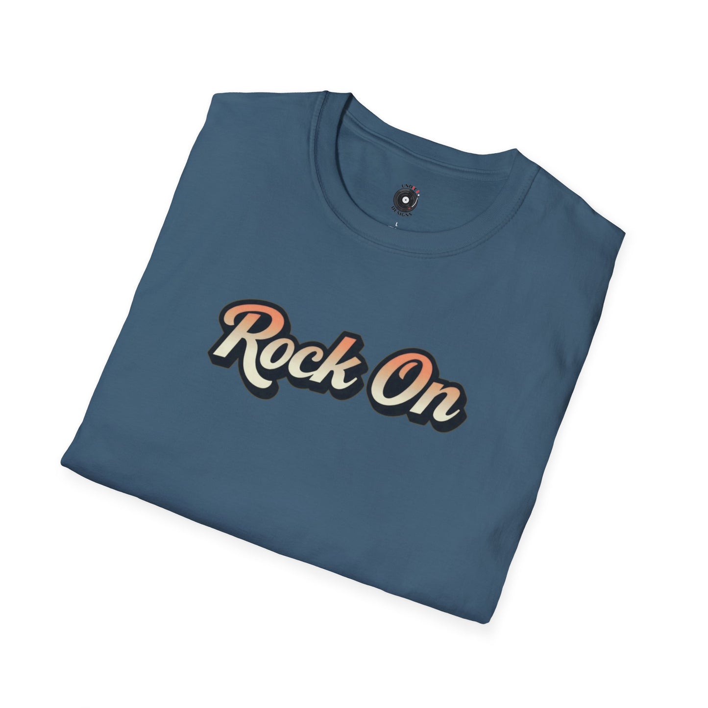 "Rock On" in vintage type.