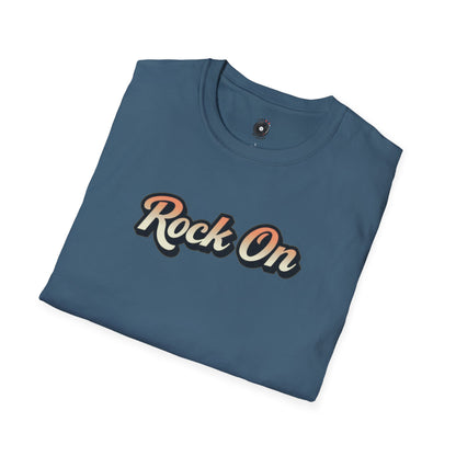 "Rock On" in vintage type.