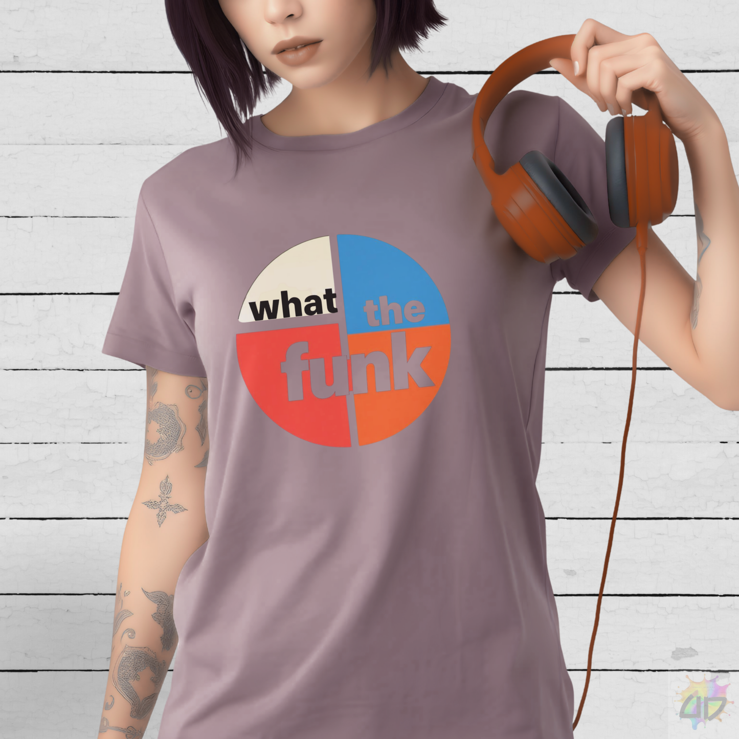"What The Funk" in a Retro Graphic Tee.
