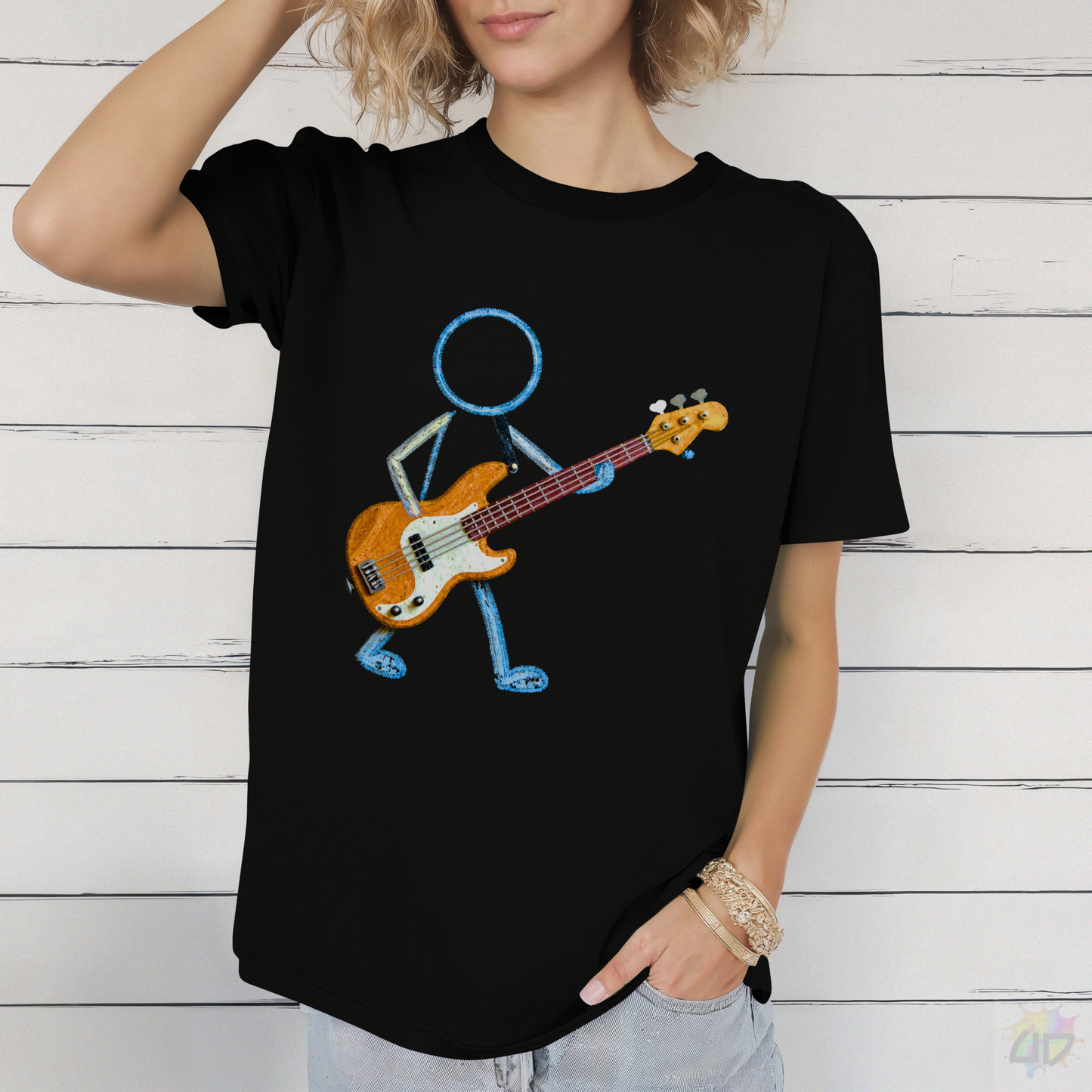 Bass Player in Crayon Graphic Tee.