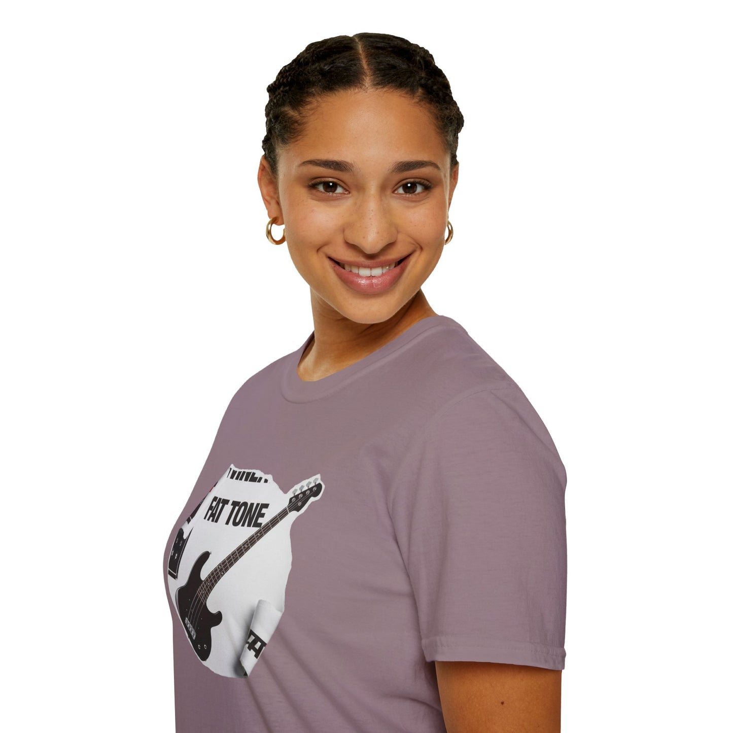 "Fat Tone" black bass cutout graphic