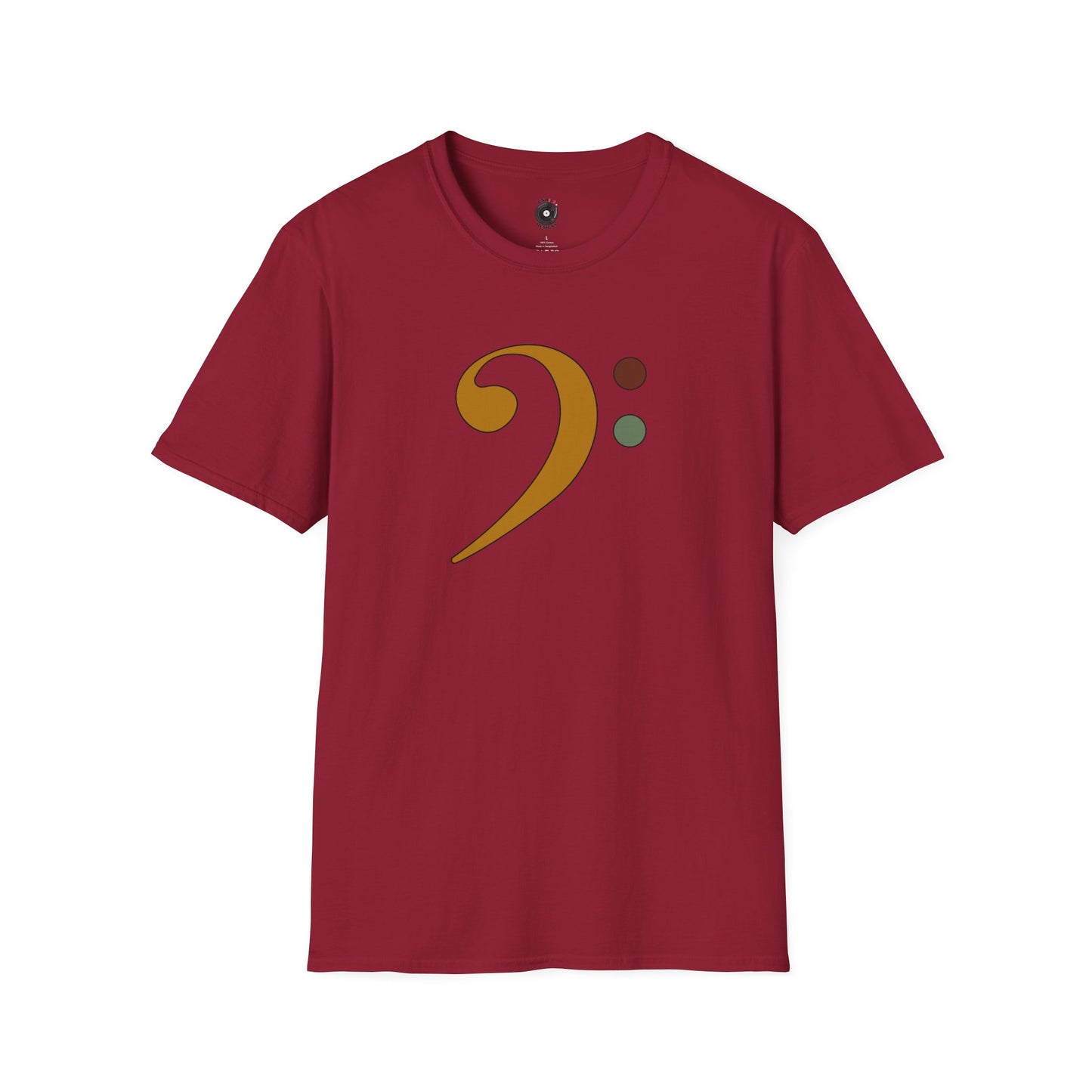 Multi-colored bass clef graphic tee