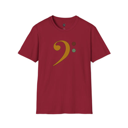 Multi-colored bass clef graphic tee