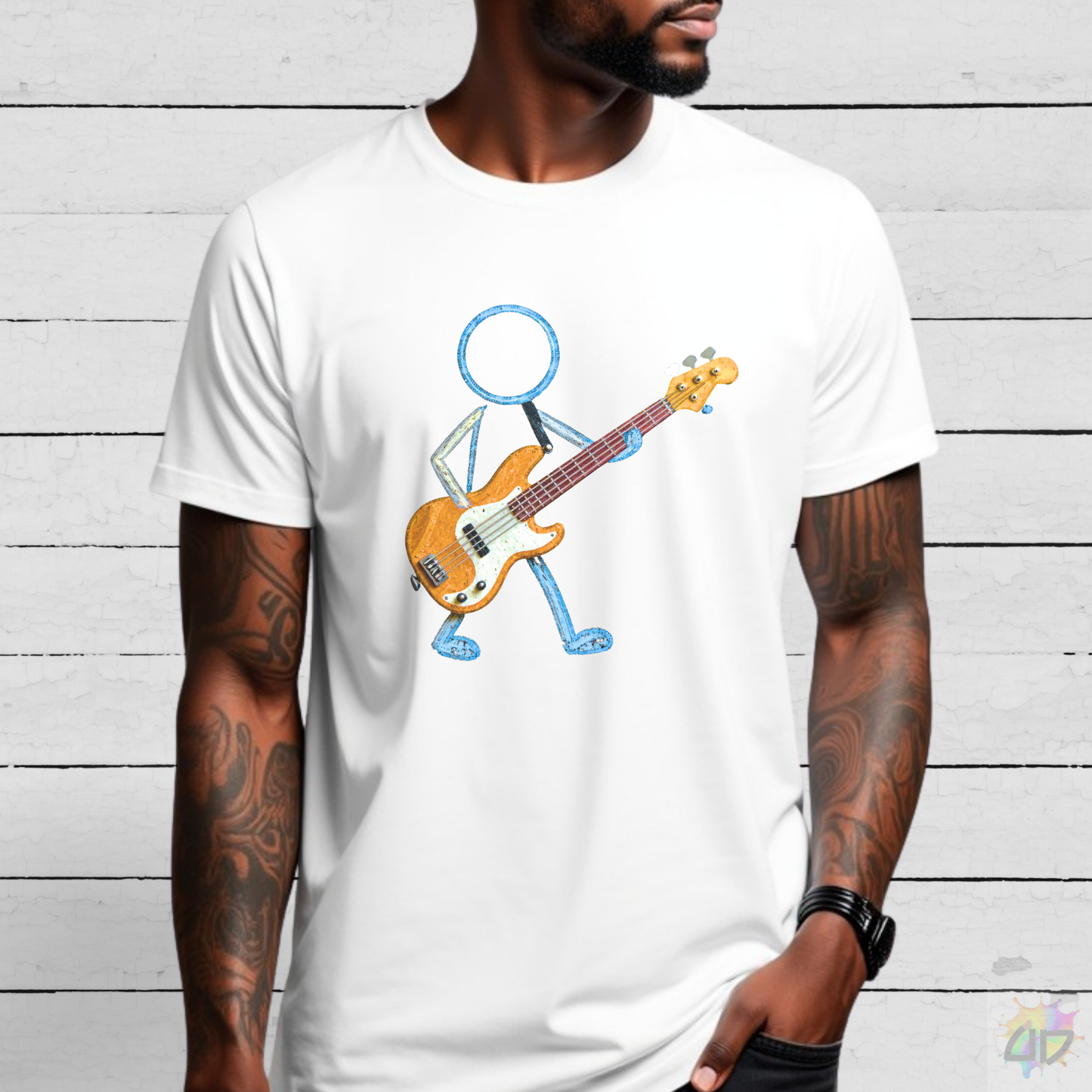 Bass Player in Crayon Graphic Tee.