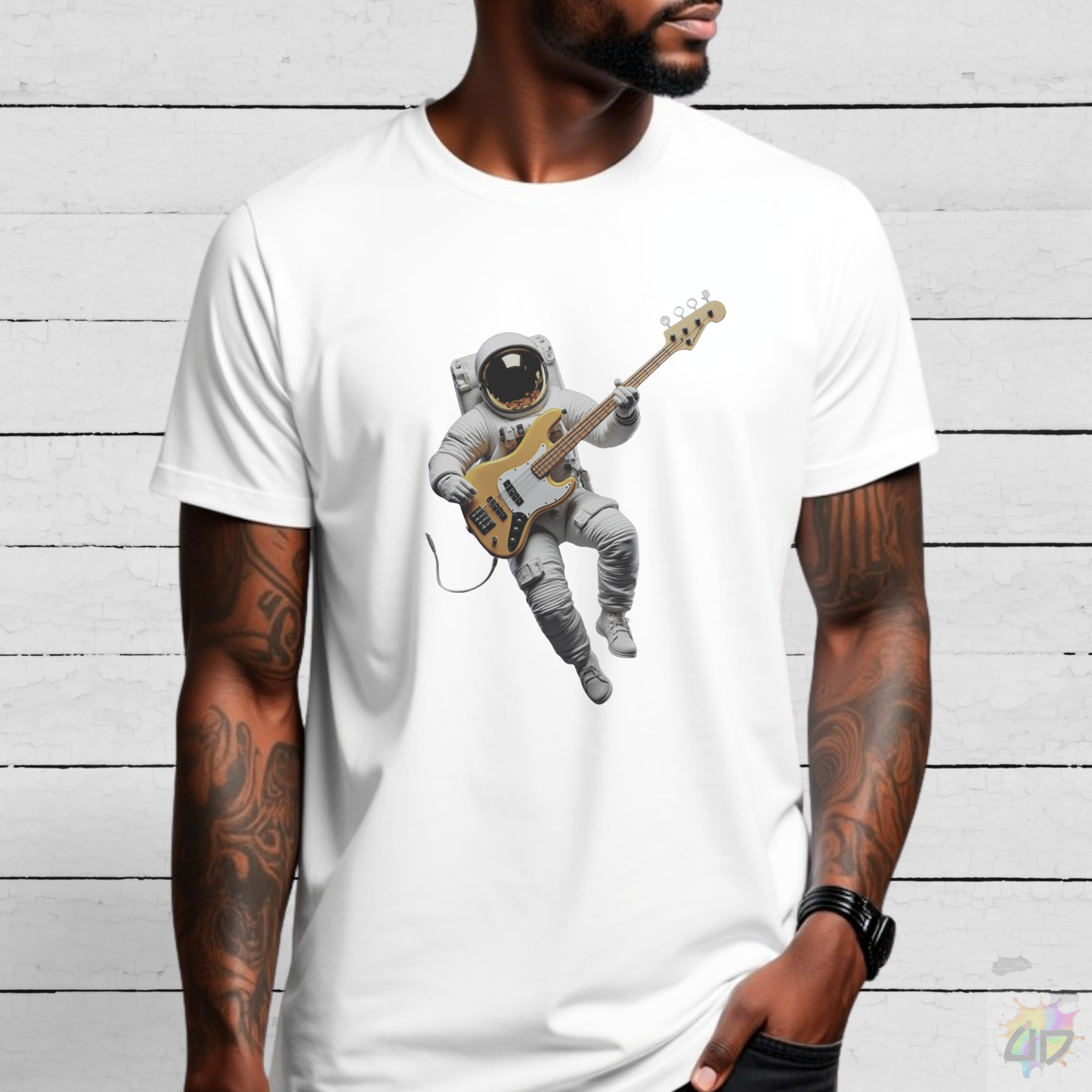 Astronaut Playing Bass in Space Graphic Tee.