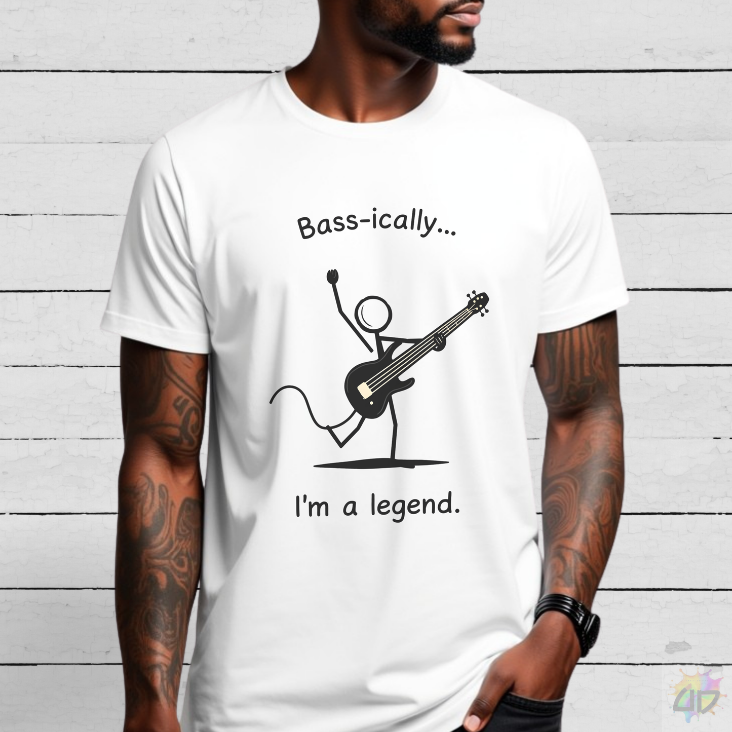 "Bass-ically, I'm A Legend" Stick Figure Graphic Tee.