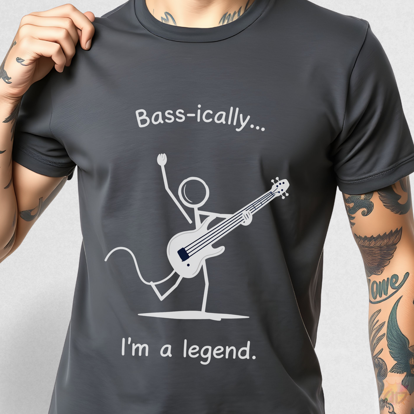 "Bass-ically, I'm A Legend" Stick Figure Graphic Tee.