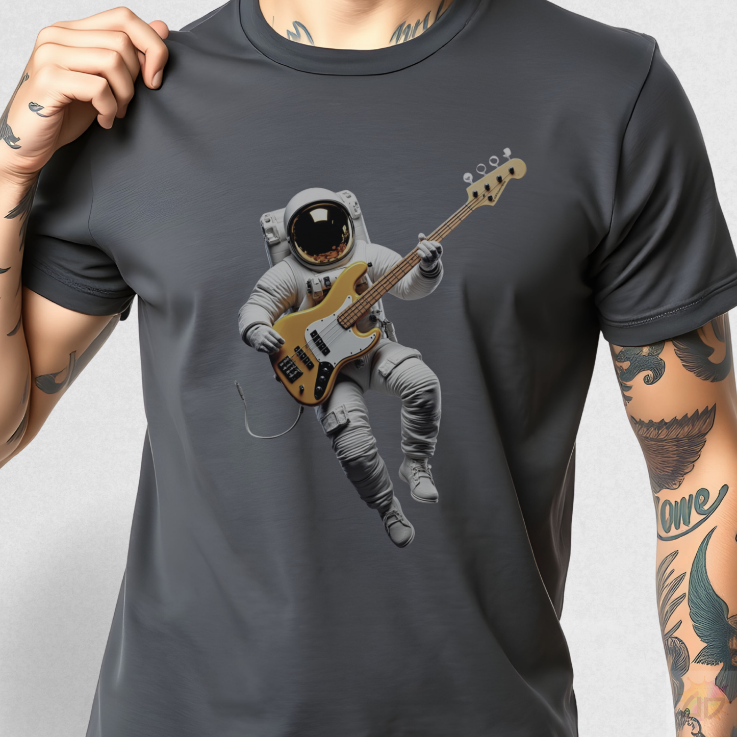 Astronaut Playing Bass in Space Graphic Tee.