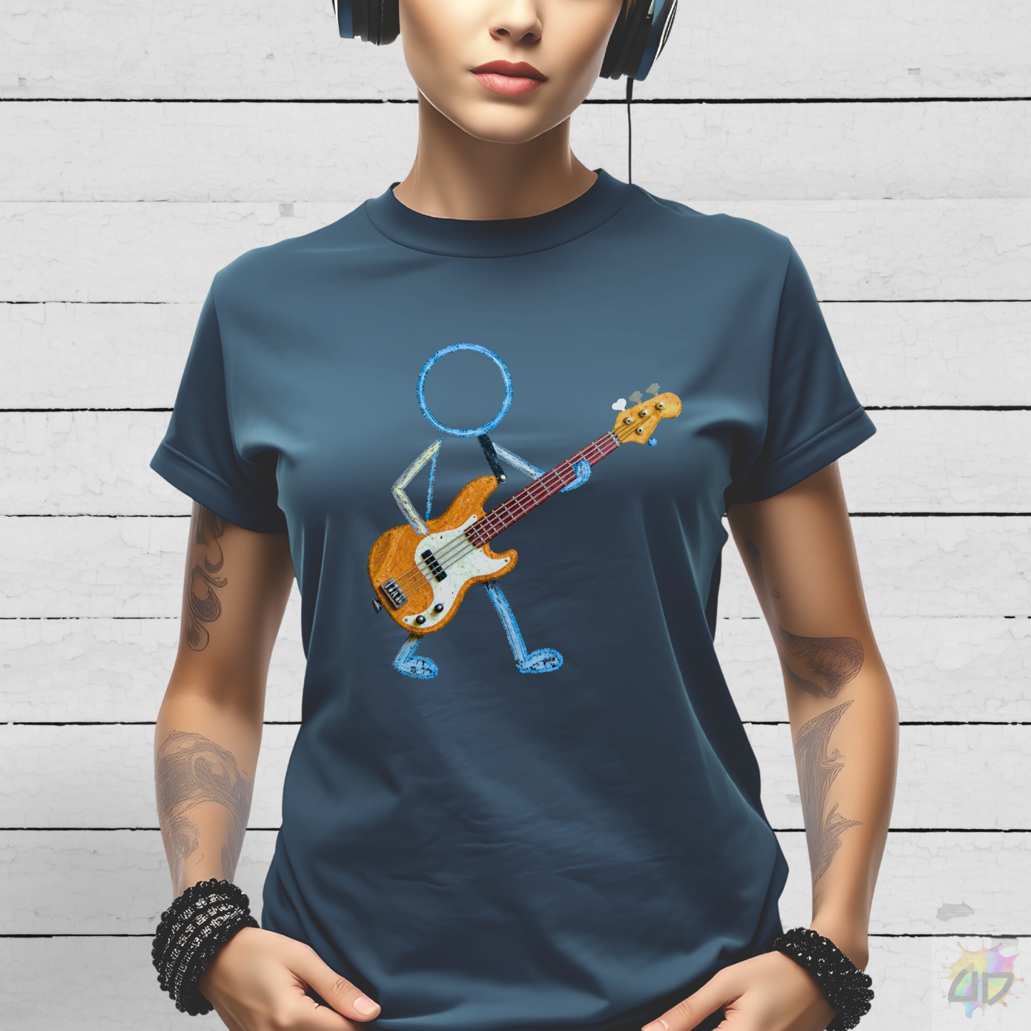 Bass Player in Crayon Graphic Tee.