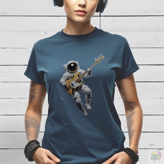 Astronaut Playing Bass in Space Graphic Tee.