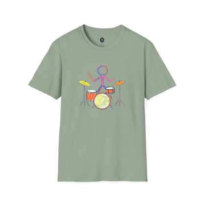 Drummer in crayon graphic