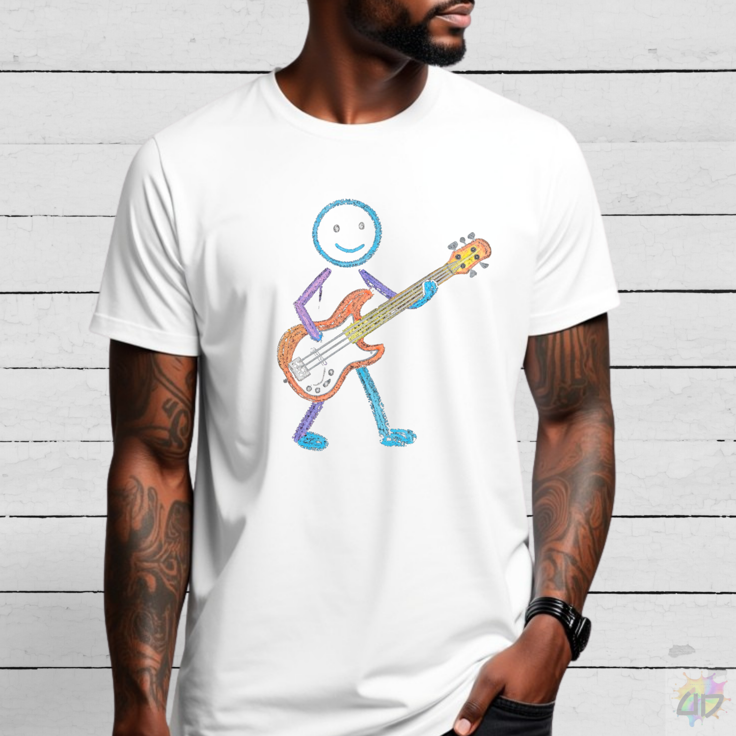 Bass Player in Crayon Graphic Tee.