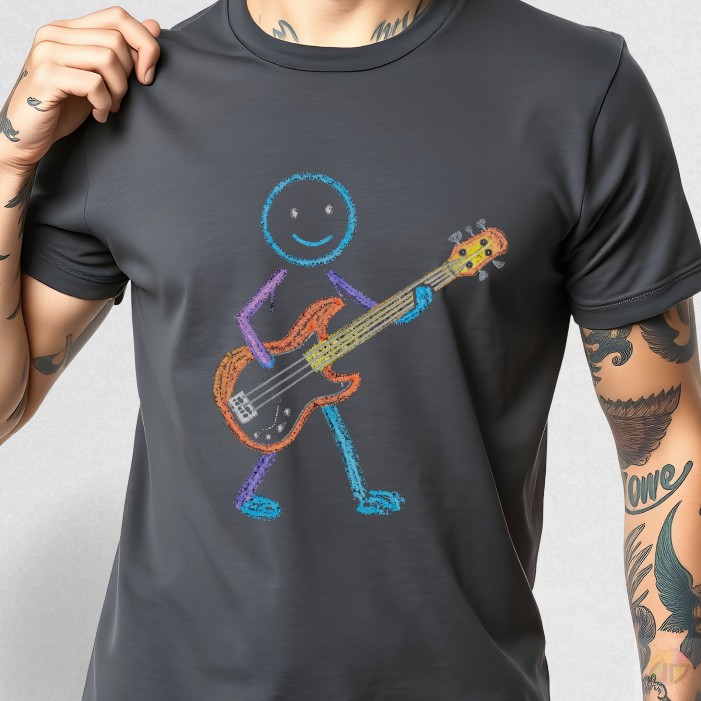 Bass Player in Crayon Graphic Tee.