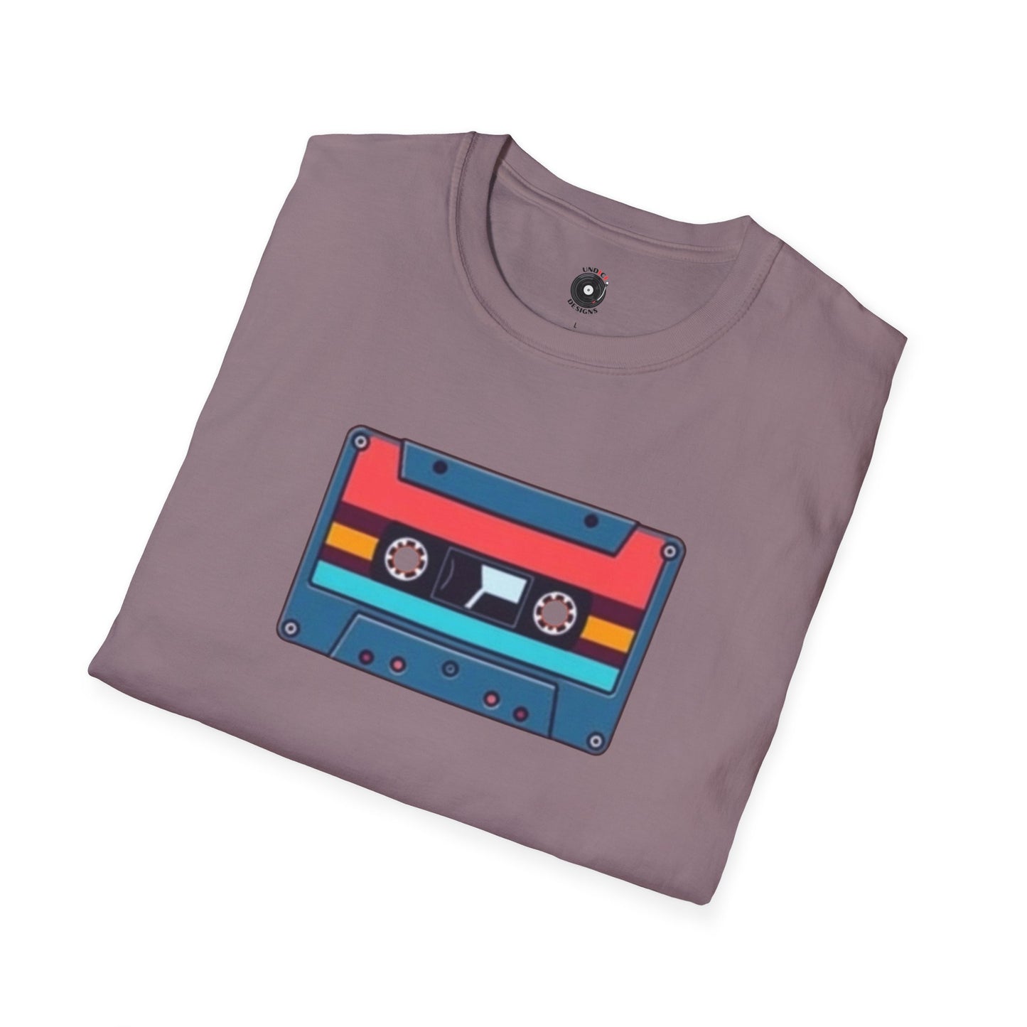 Retro red and blue cassette tape graphic.