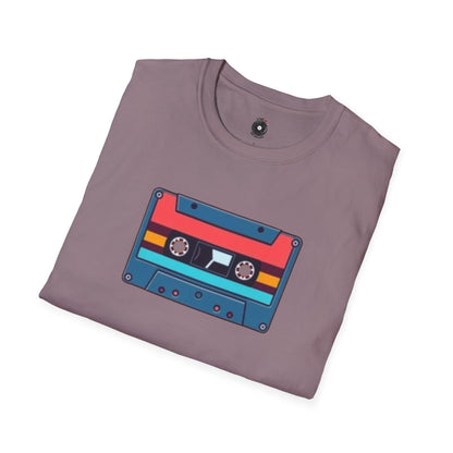 Retro red and blue cassette tape graphic.