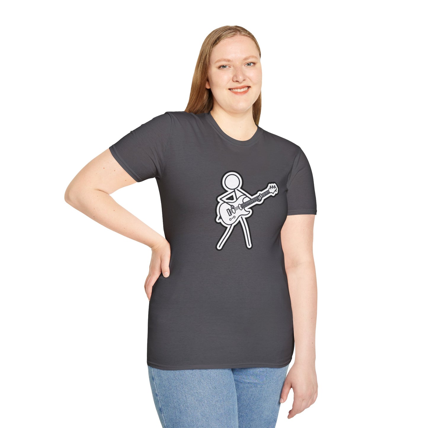 Stick figure playing guitar