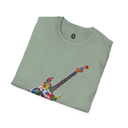 Strat style cutout of magazine graphic