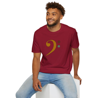 Multi-colored bass clef graphic tee