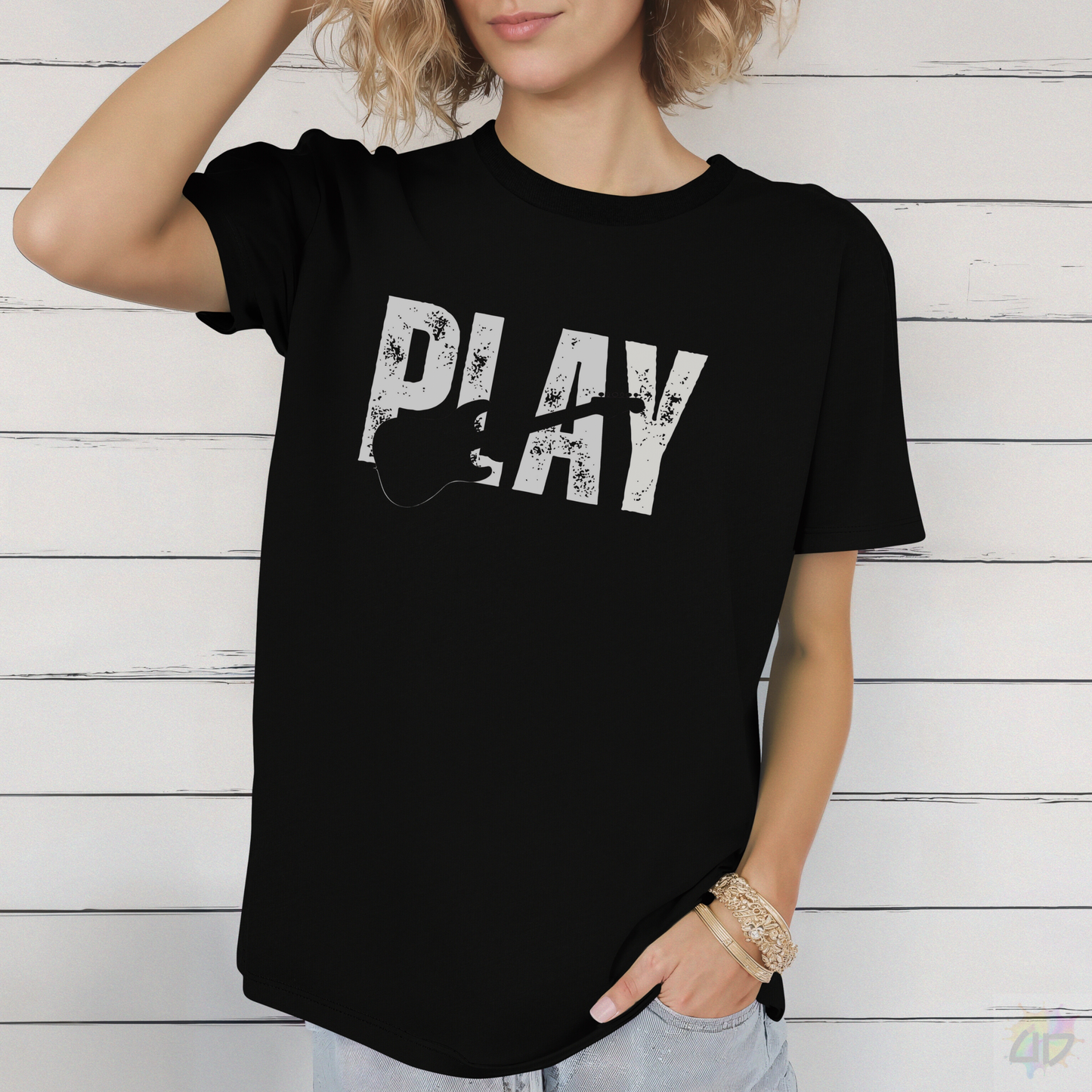 "Play" Grunge Graphic Tee.