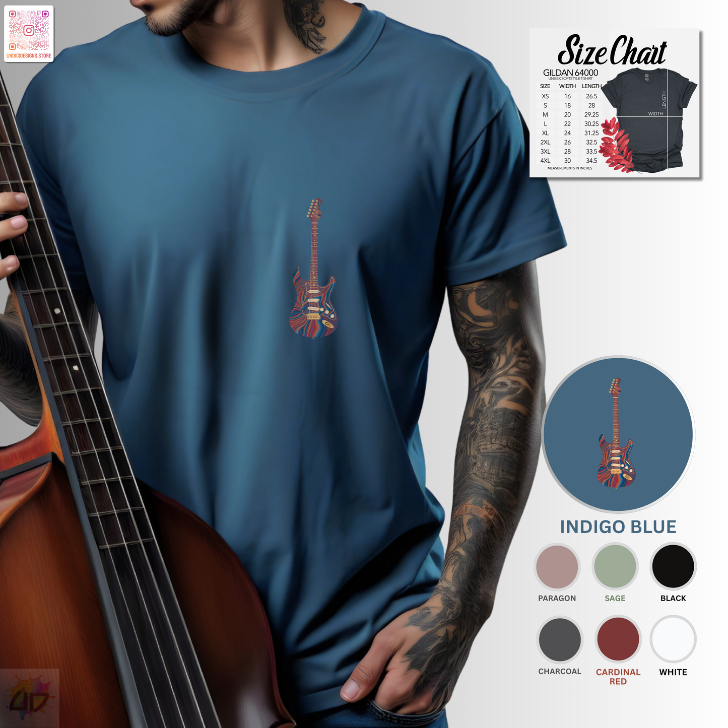 Psychedelic strat style pocket graphic tee