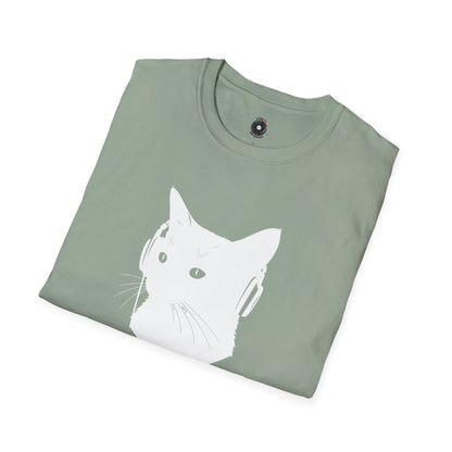 silhouette of kitten wearing headphones