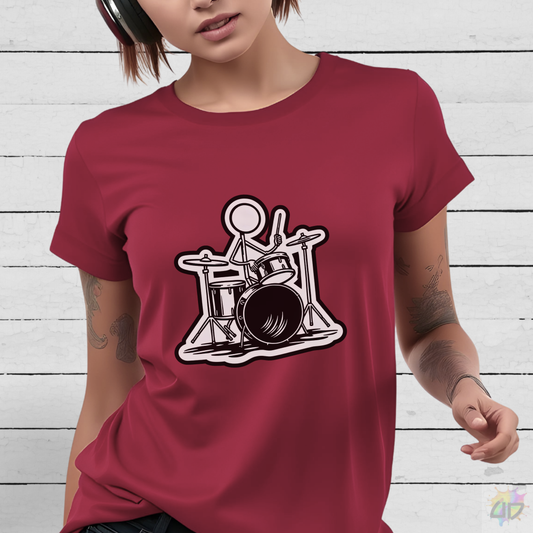 Stick Figure on Drums Graphic Tee.