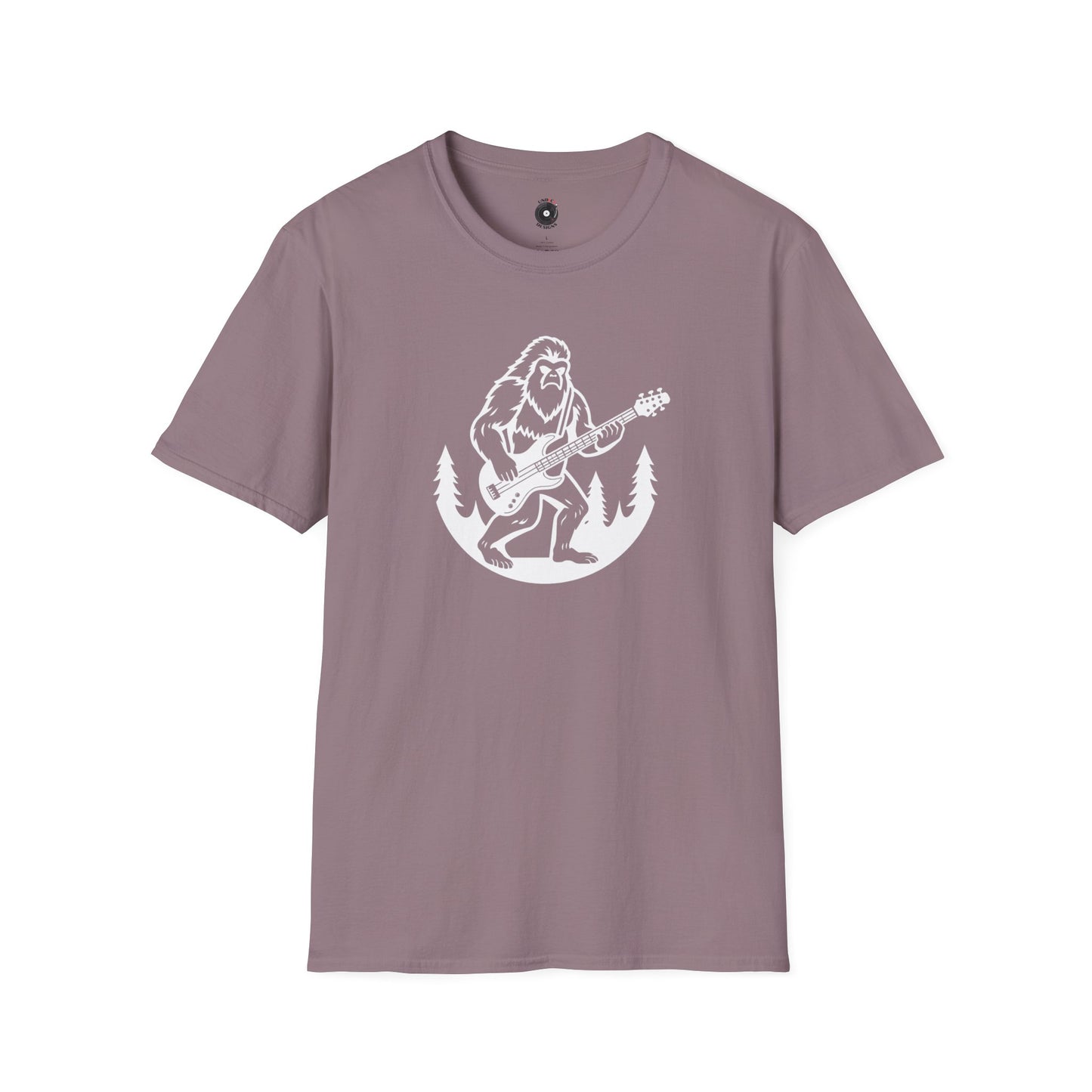 Yeti Playing a Guitar in a Circular Silhouette Graphic Tee.