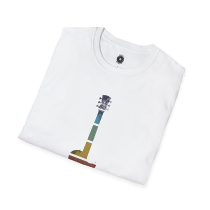 Retro sunset grunge style strat silhouette graphic