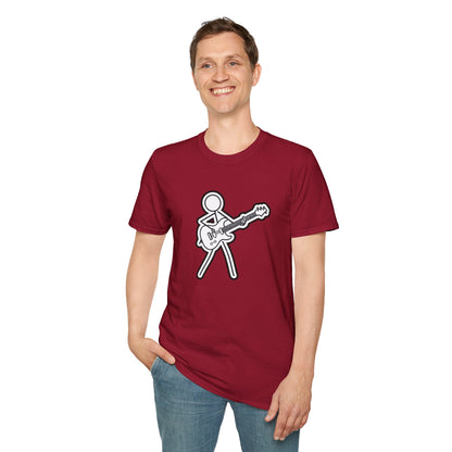 Stick figure playing guitar