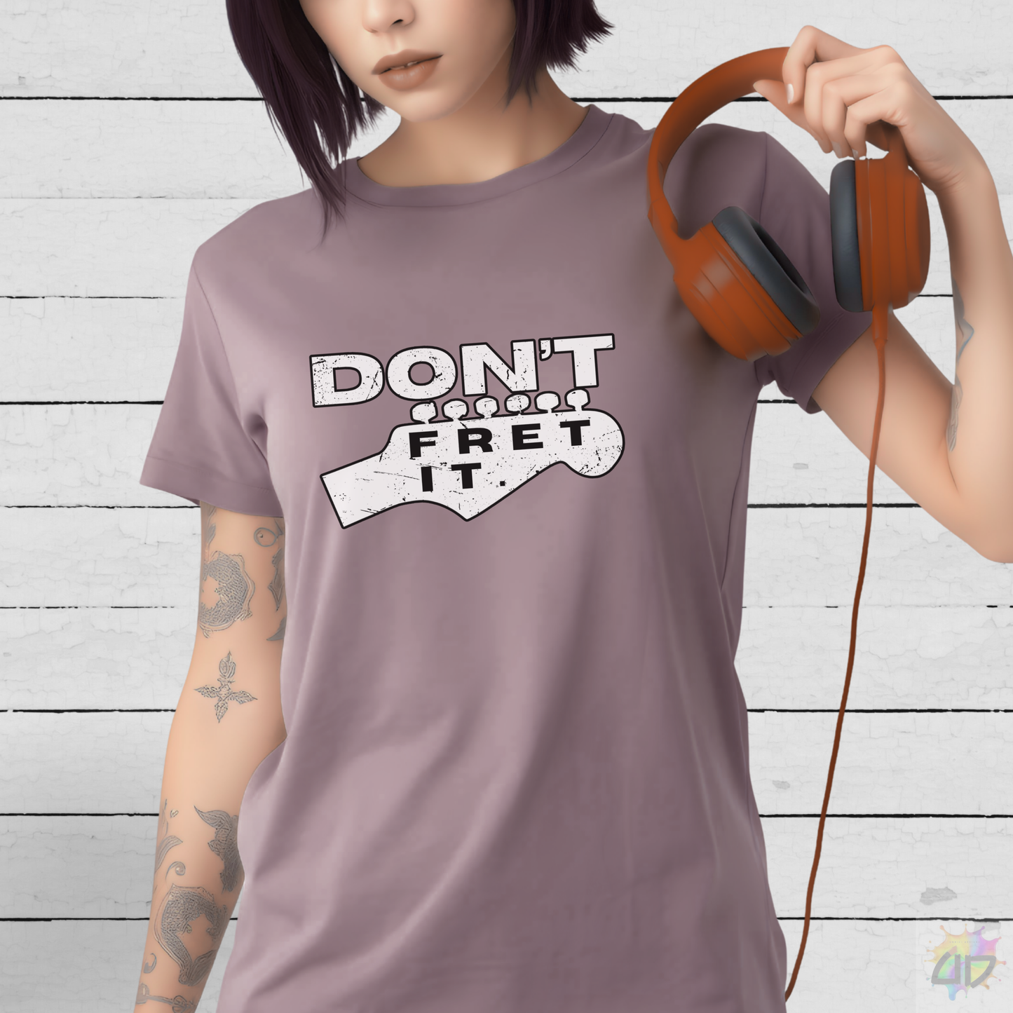 "Don't Fret It" Guitar Headstock Graphic Tee.