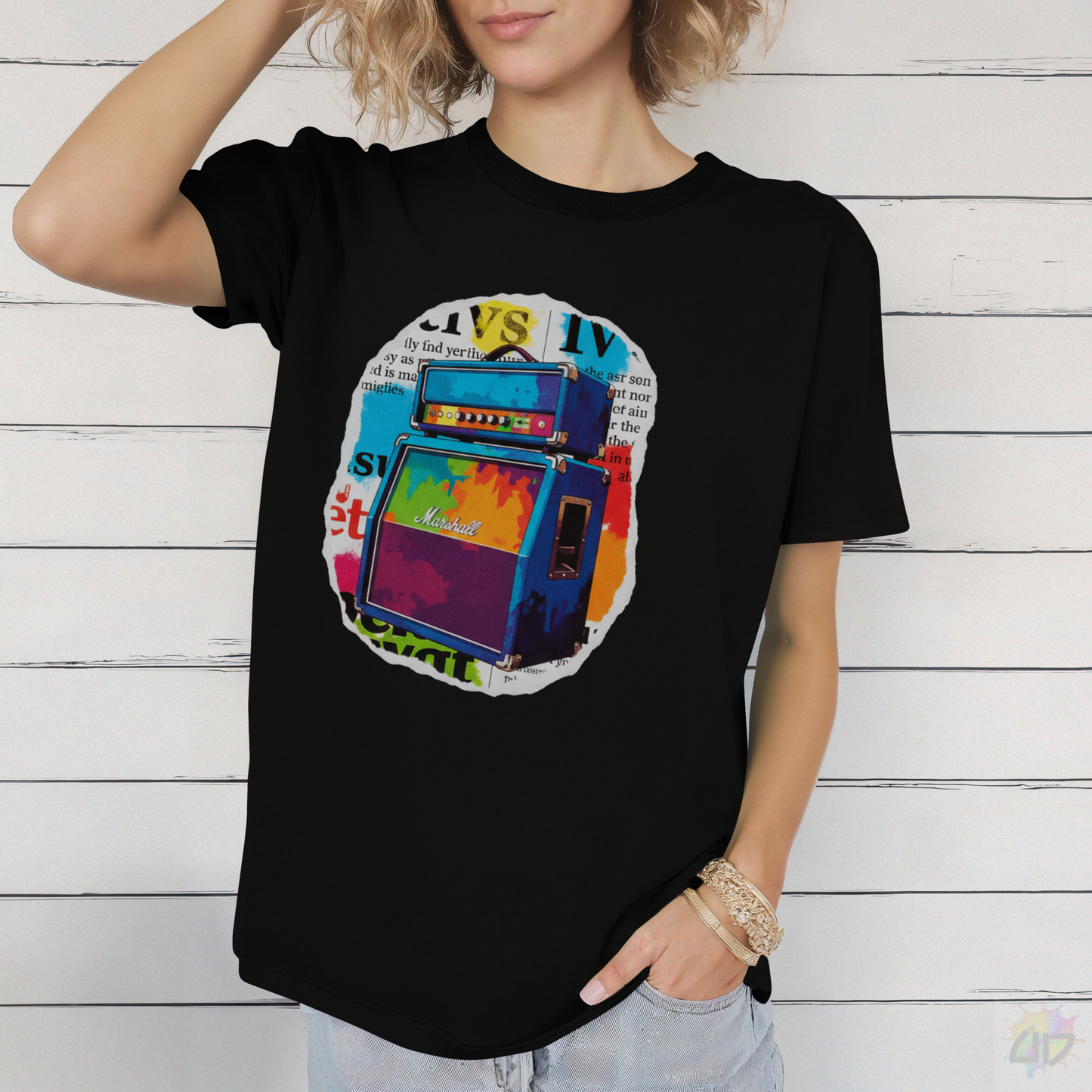 Colorful Cutout of Amp Graphic Tee.