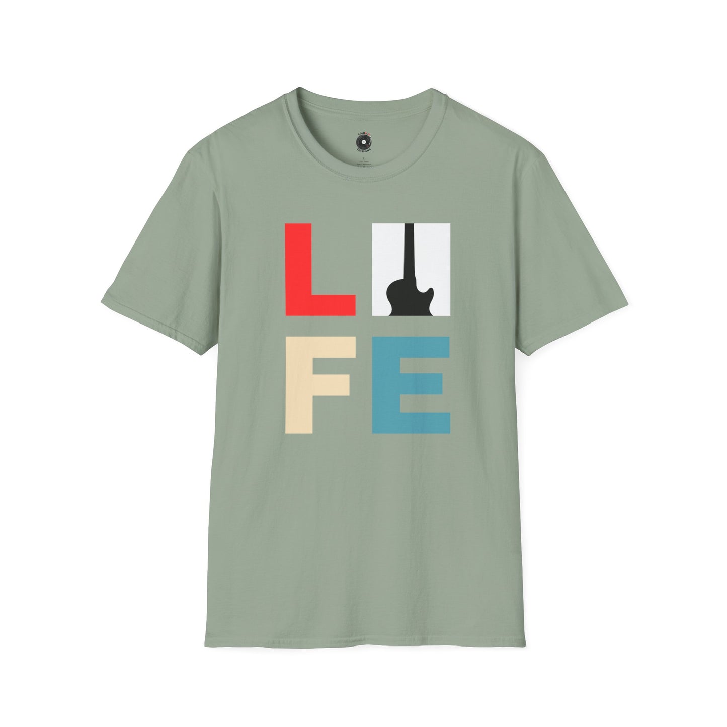 "LIFE" in Color with Guitar Graphic Tee.